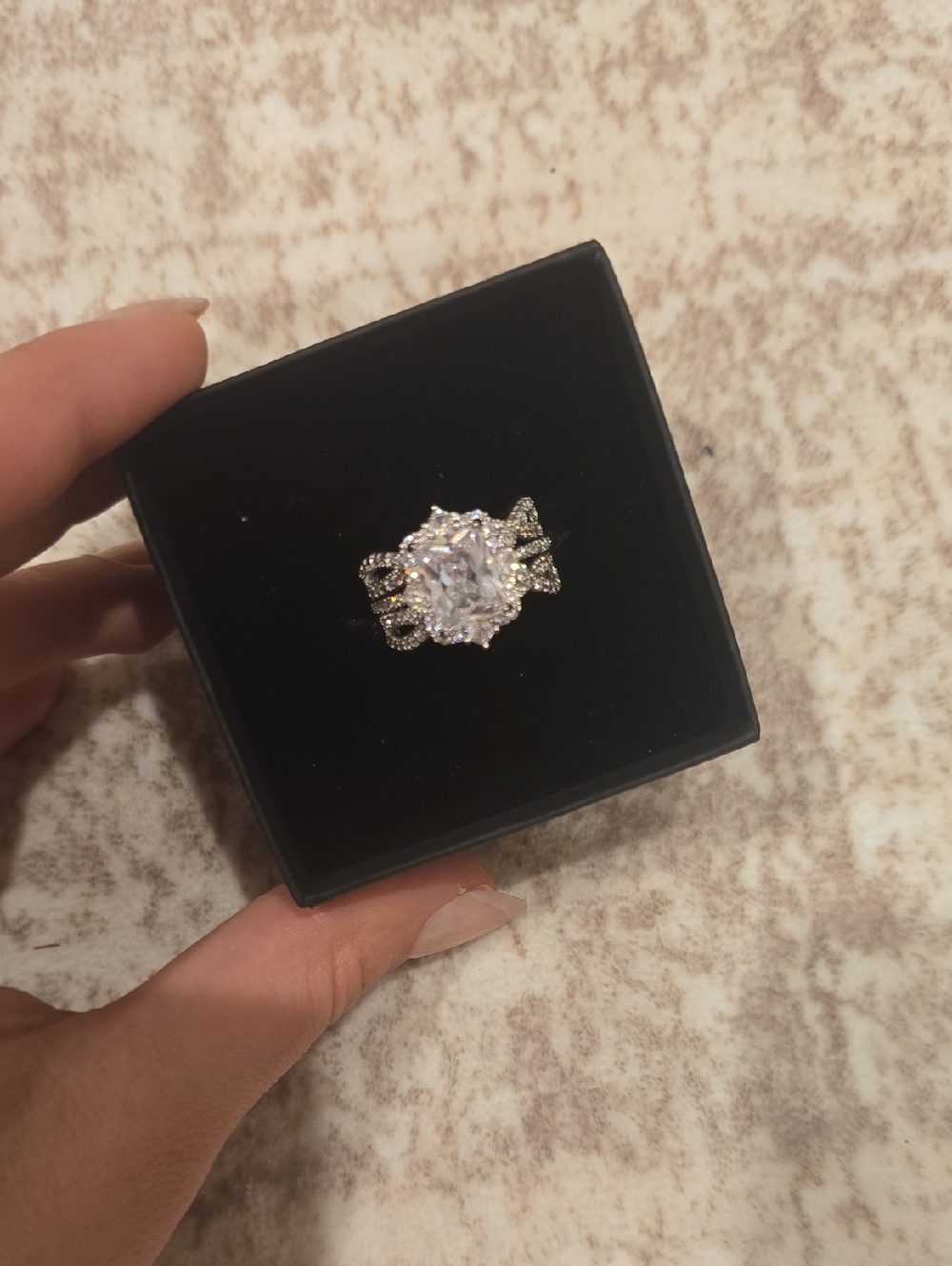 Silver-Tone Clear CZ Statement Ring - Women Jewelry